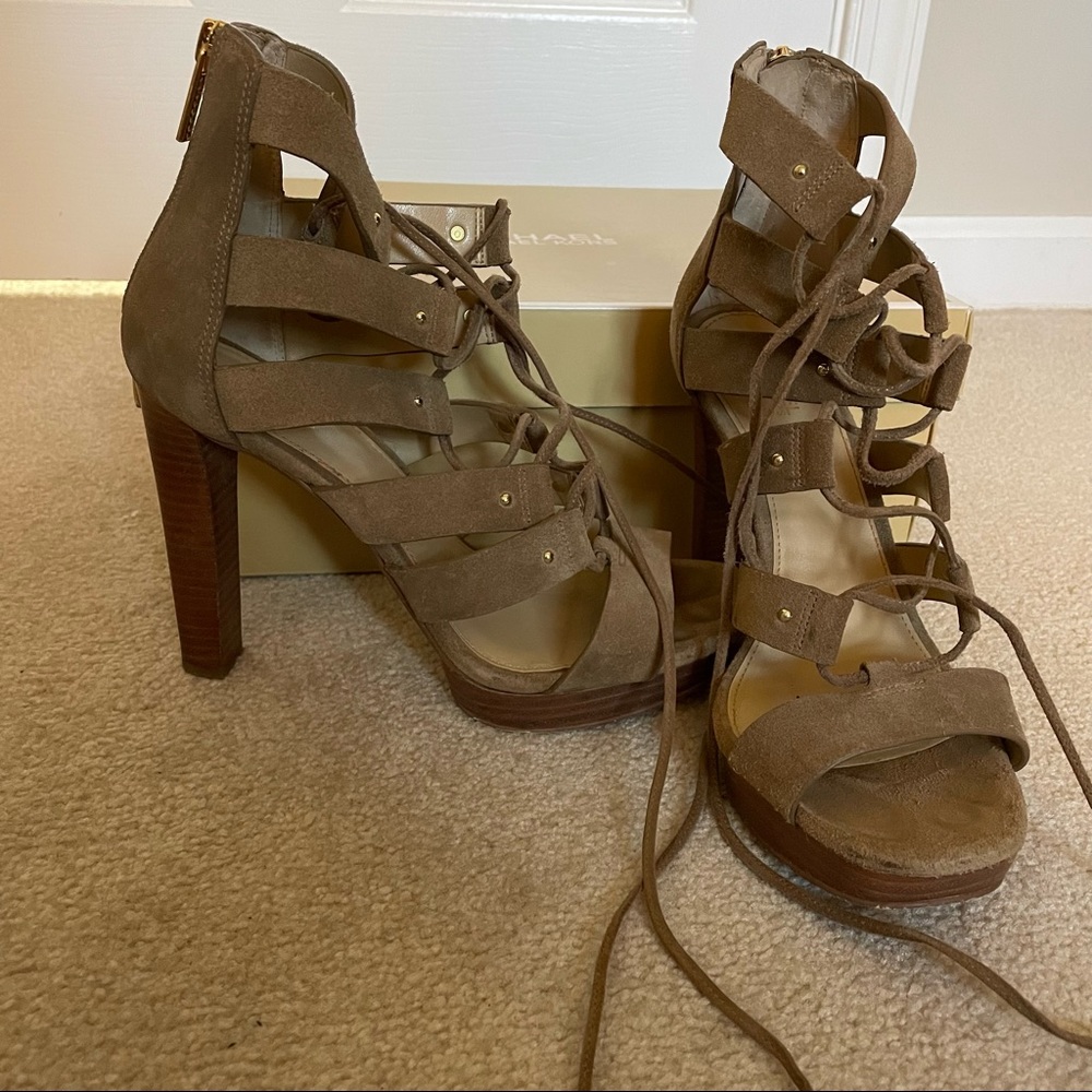 Michael Kors Sofia Platform Suede Heels